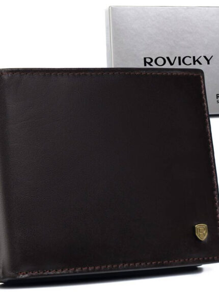 Klasyczny skórzany portfel z systemem RFID Protect - Rovicky