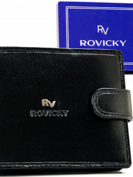 Duży, skórzany portfel męski na zatrzask - Rovicky
