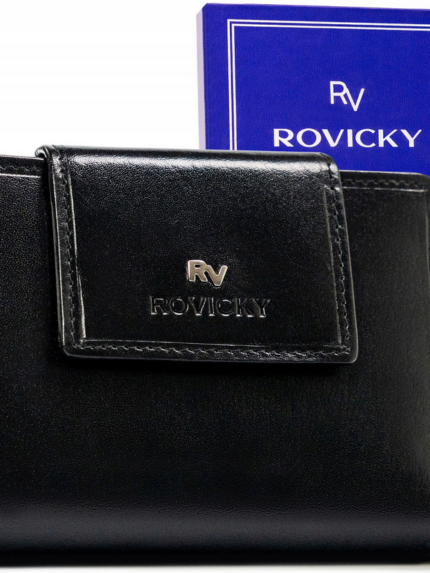 Skórzany portfel na zatrzask z systemem RFID - Rovicky