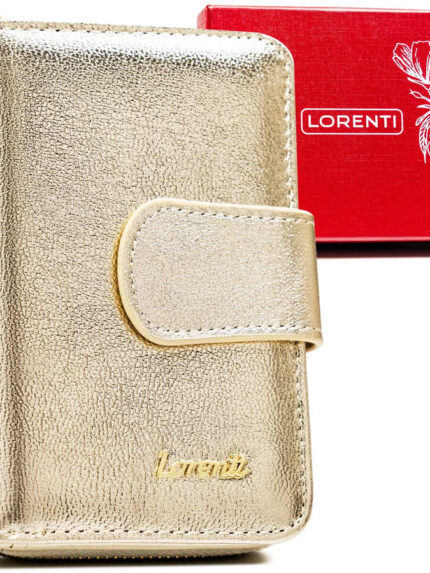Elegancki portfel damski na zatrzask i suwak - Lorenti