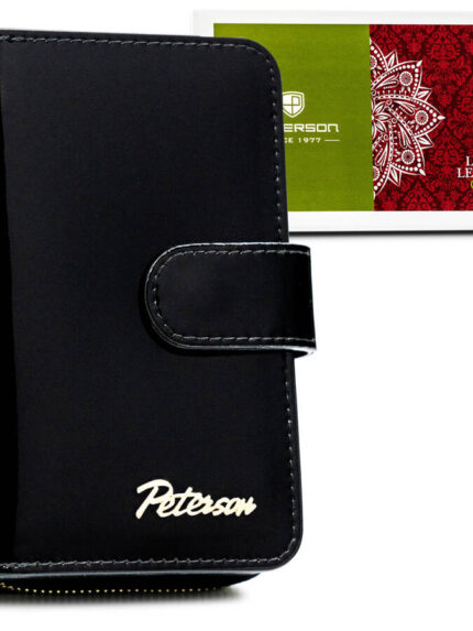 Kompaktowy portfel w kolorze czarnym z systemem RFID - Peterson