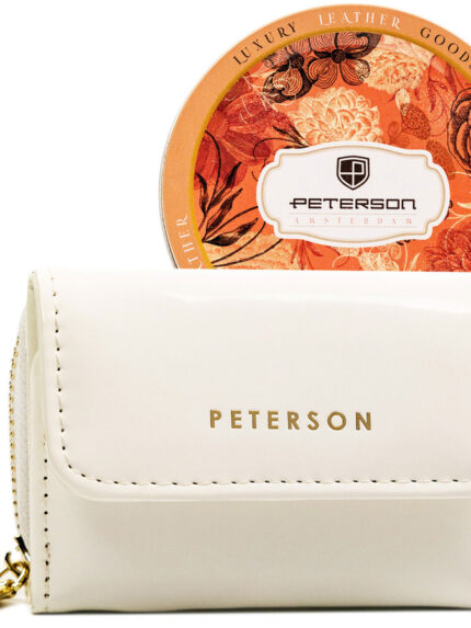 Biały portfel damski lakierowany z RFID - Peterson