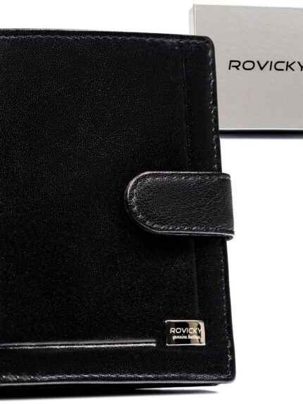 Kompaktowy portfel męski na karty ze skóry naturalnej - Rovicky