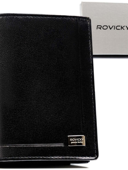 Elegancki portfel męski na karty z ochroną RFID - Rovicky