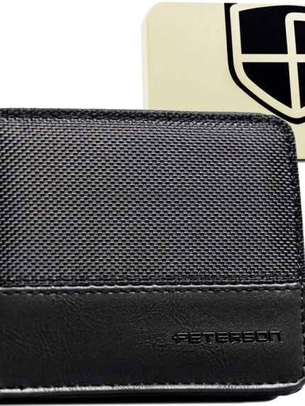 Modny portfel męski w czarnym kolorze z systemem RFID - Peterson