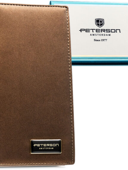 Brązowy portfel damski ze skóry naturalnej i ekologicznej z systemem RFID - Peterson