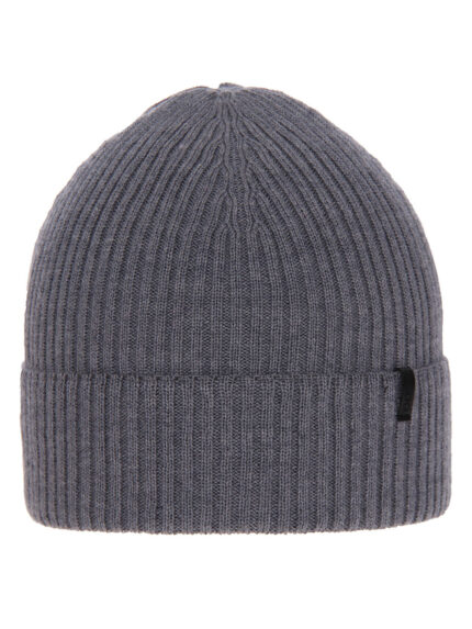 Czapka zimowa męska, szara, 100% wełniana merino, Thorin