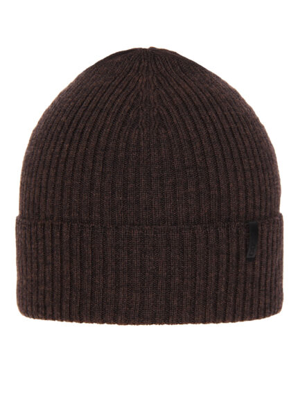 Czapka zimowa męska, brązowa, 100% wełniana merino, Thorin
