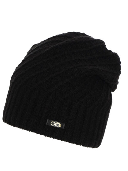 Czapka zimowa damska, czarna, z wełną merino Misha