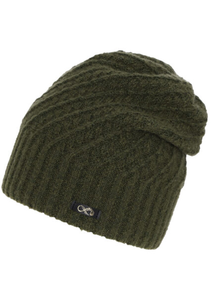 Czapka zimowa damska, khaki, z wełną merino, Misha