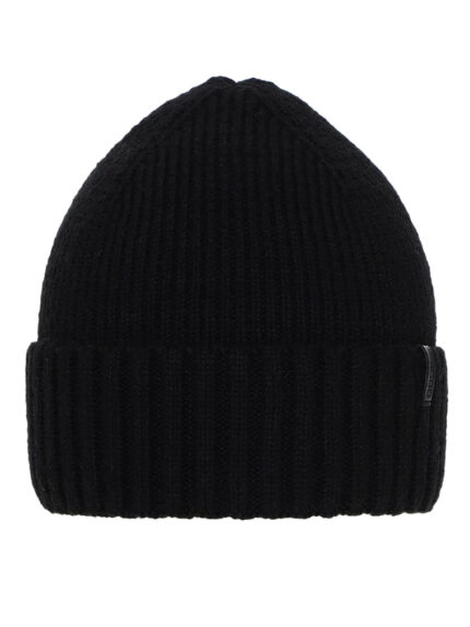 Czapka zimowa męska, czarna, z wełną merino, Nori